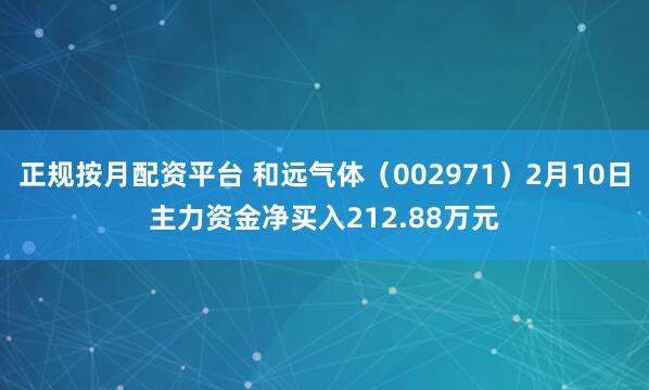 正规按月配资平台 和远气体（002971）2月10日主力资金净买入212.88万元