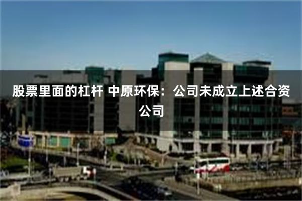 股票里面的杠杆 中原环保：公司未成立上述合资公司