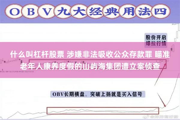 什么叫杠杆股票 涉嫌非法吸收公众存款罪 瞄准老年人康养度假的山屿海集团遭立案侦查